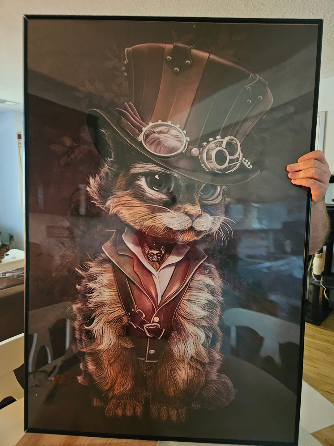 Customer photo review of Steampunk cat wall art