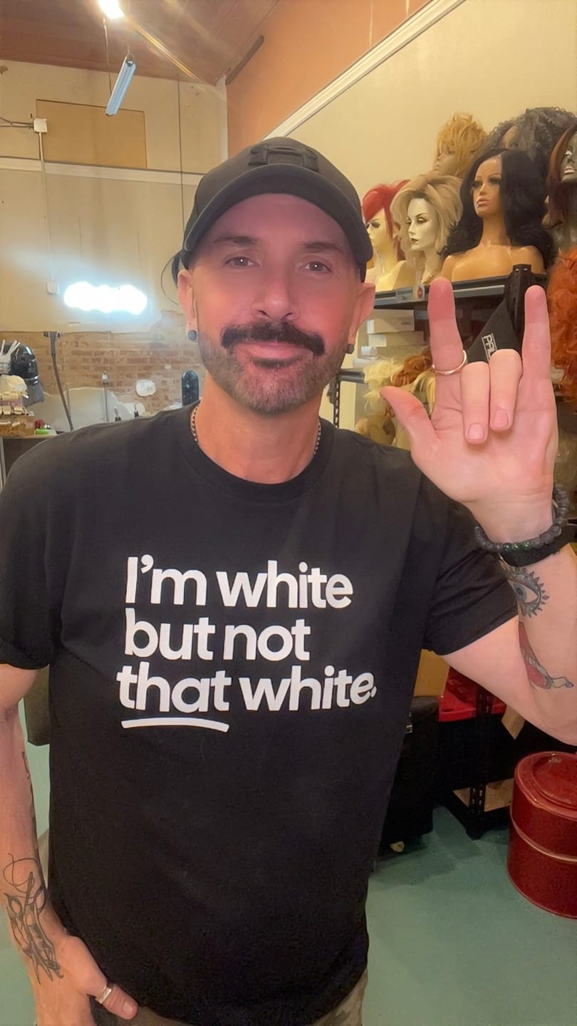 Customer photo review of I’m white but not that white Unisex Tee