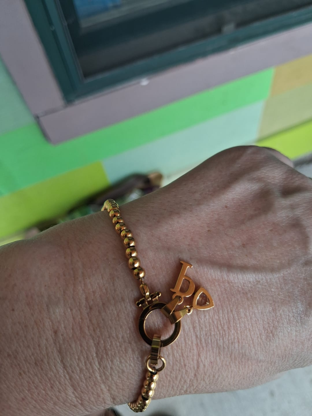 Customer photo review of Initial Birthstone w/ Beaded Bracelet