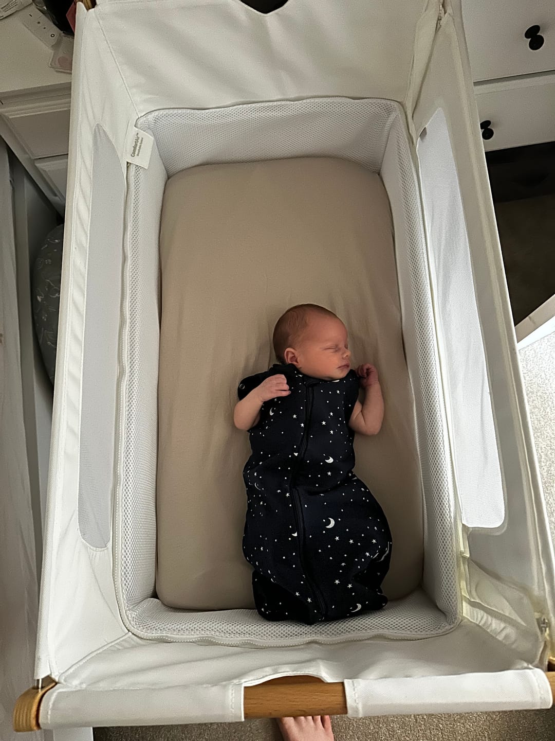 Customer photo review of sleep swaddle bag blue moon and stars | Newborn | 1 Tog