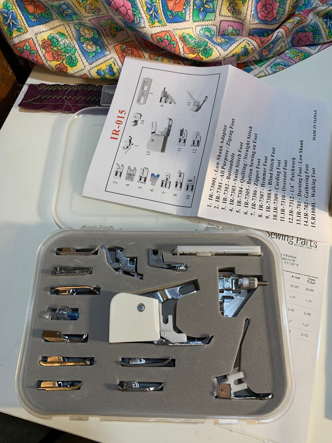 Customer photo review of Low Shank 15 Piece Foot Kit #5011-LBL