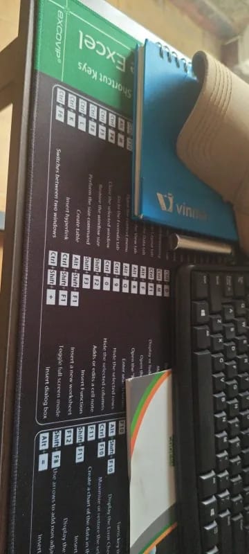 Customer photo review of Large Excel Shortcuts Desk Mat