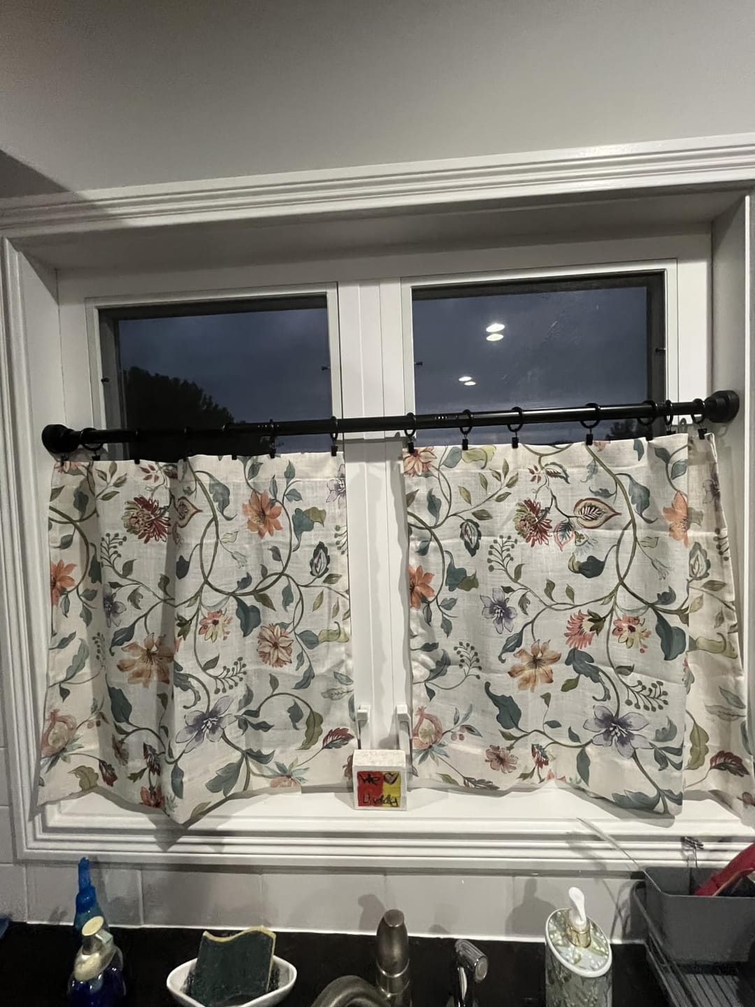 Customer photo review of Hattie Floral Linen  Kitchen Curtains