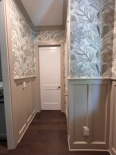Customer photo review of Thibaut T13924 PROTEA Neutral and Spa Blue Wallpaper