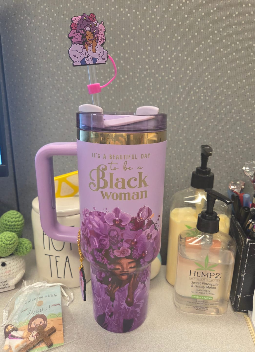 Customer photo review of Orchid Purple “Royalty Blossomed” Insulated Tumbler – "It’s a Beautiful Day to be a Black Woman"