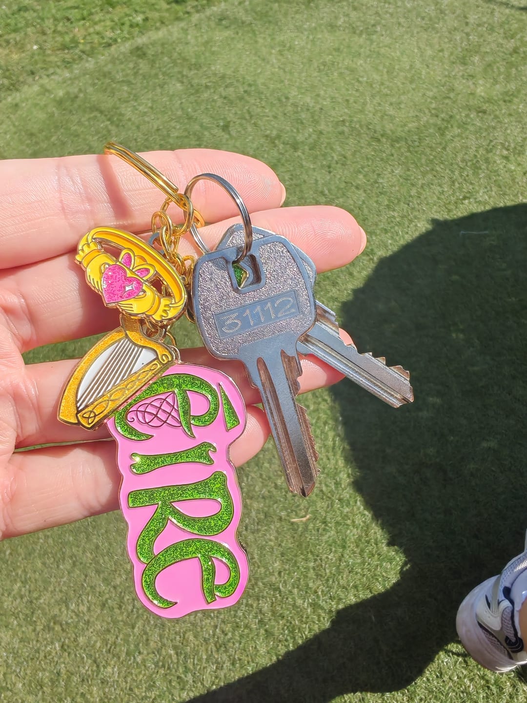 Customer photo review of Éire Charm Enamel Keyring | Aoife Cawley Art