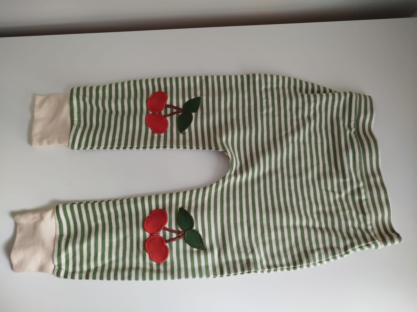 Customer photo review of Cherry Knee Patch Striped Joggers