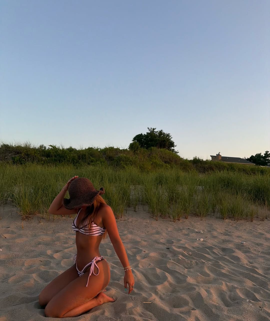 Customer photo review of Seamolly Contrast Color Striped String Double Layer Bikini Set