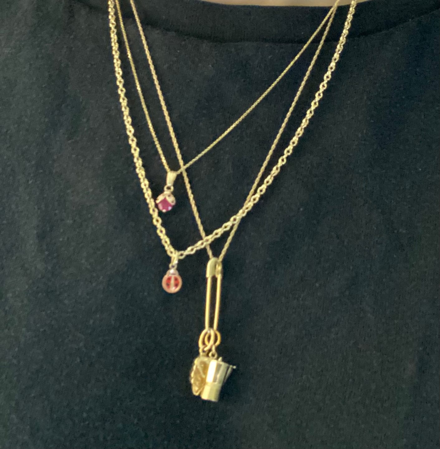 Customer photo review of 14K Single Safety Pin