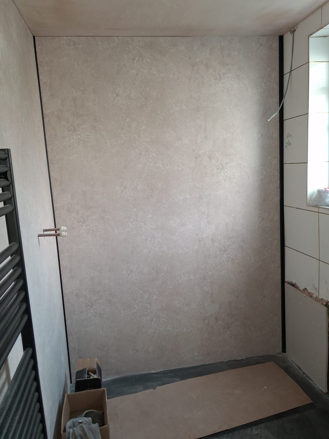 Customer photo review of Premium Beige Concrete Matt Shower Wall Panel - 1M x 2.4M