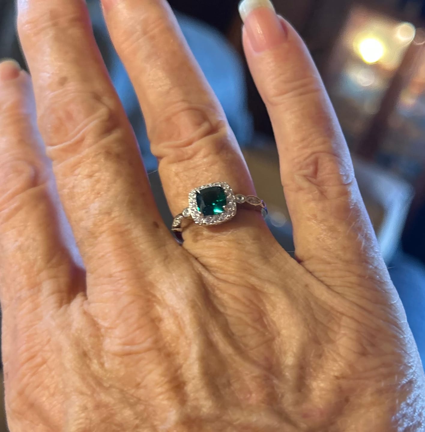 Customer photo review of Enchanted Emerald™ Ring — 18K White Gold | Diamond Accent