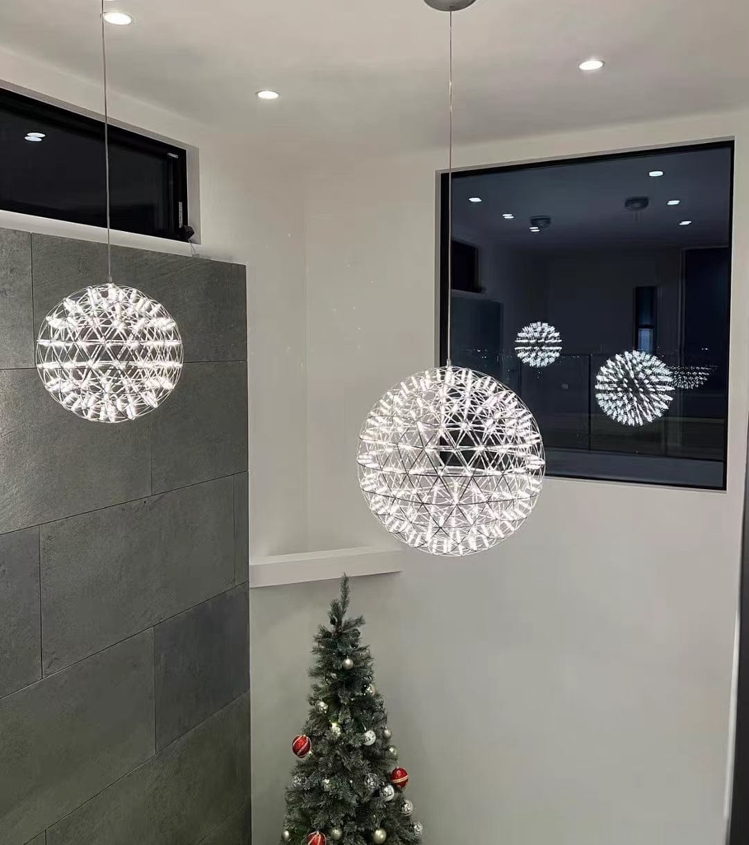 Customer photo review of Sparkling Raimond LED Sphere Pendant Light