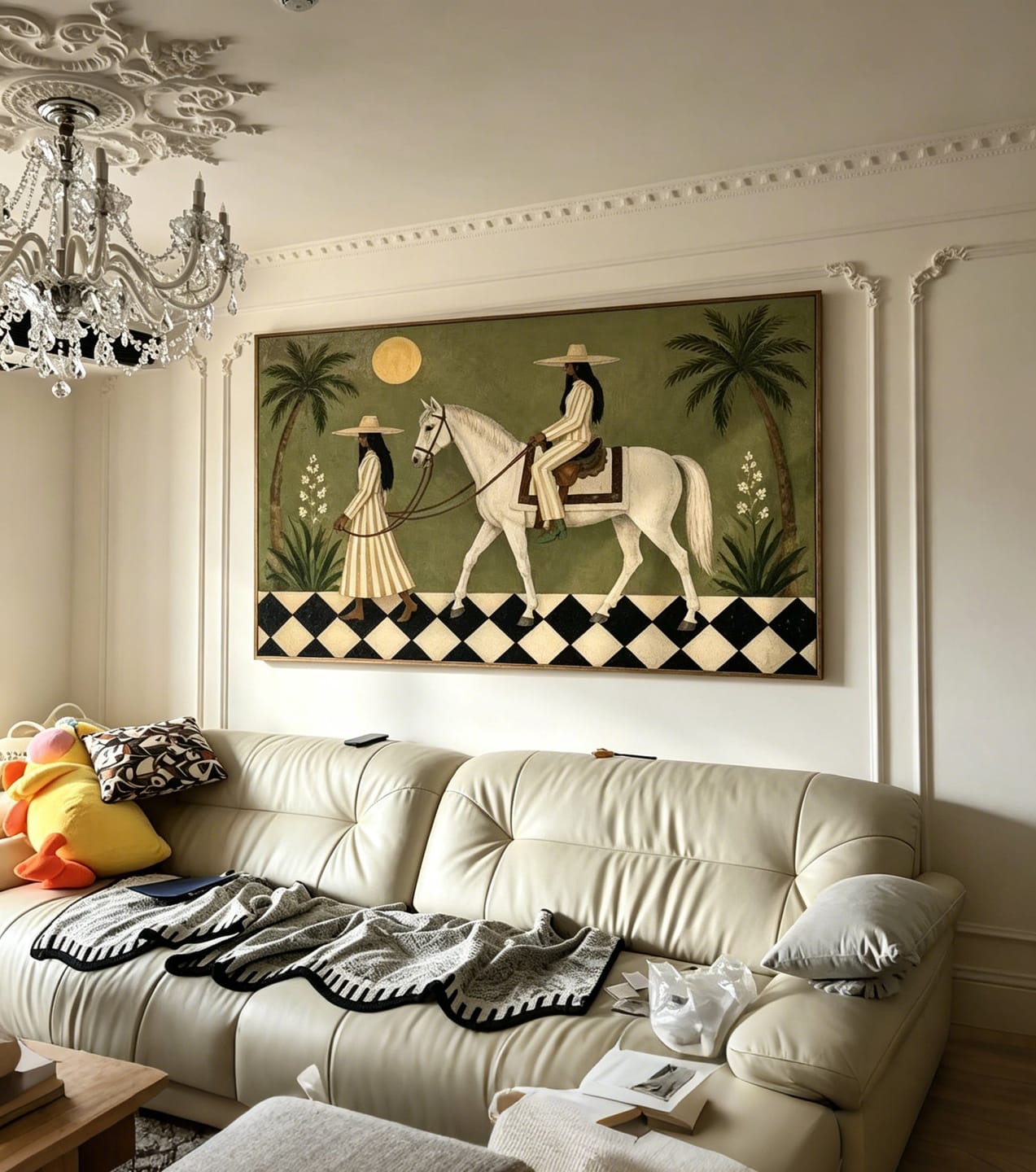Customer photo review of Olive Courtyard White Horse Painting