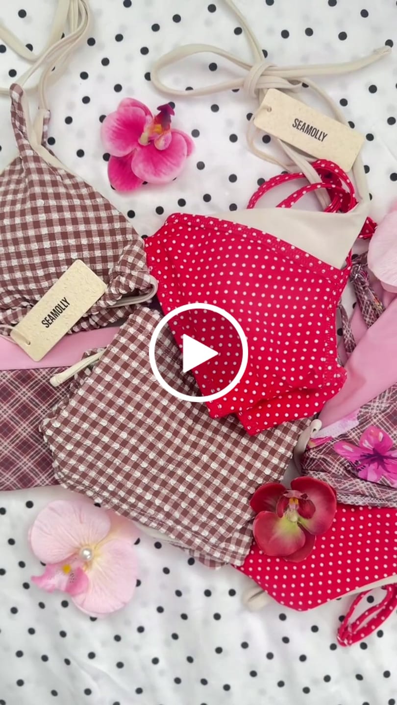 Customer video review of Seamolly Gingham Halter Triangle Boyshorts Bikini Set