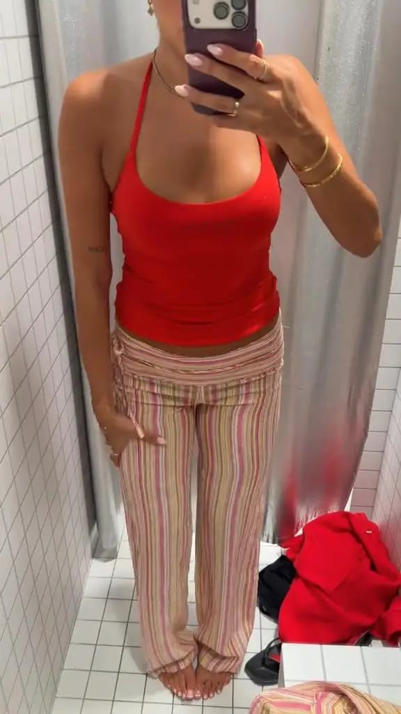 Customer photo review of Sienna Striped Palazzo Pants