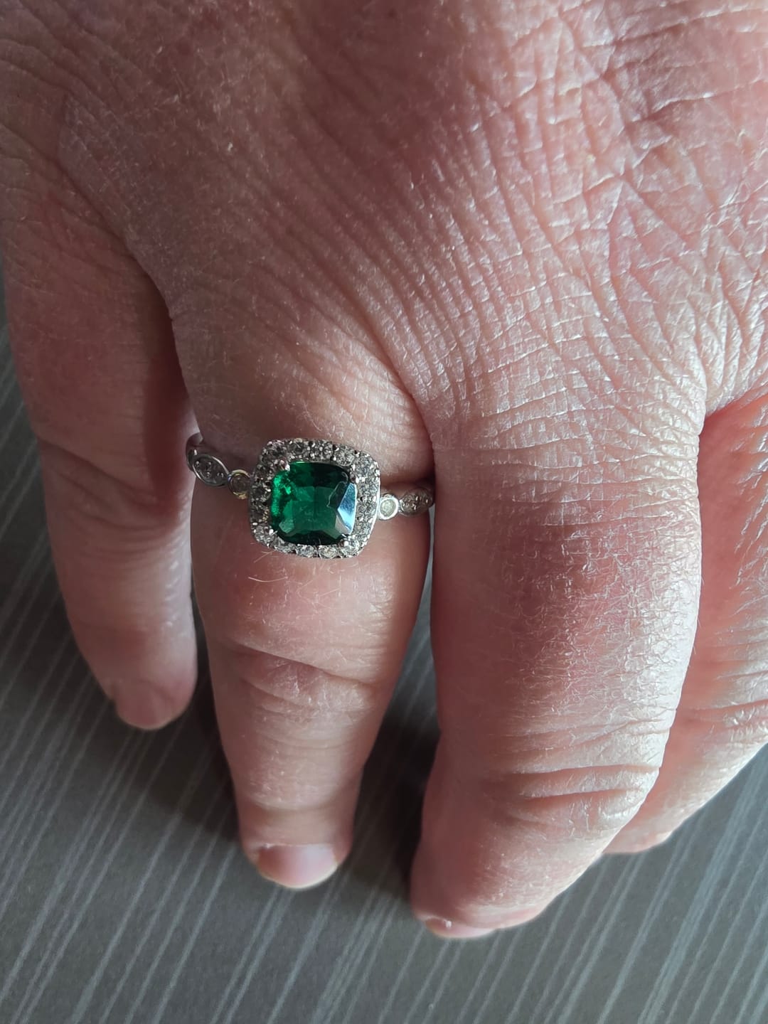 Customer photo review of Enchanted Emerald™ Ring — 18K White Gold | Diamond Accent