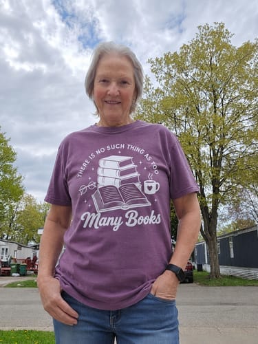 Customer photo review of No Many Books T-Shirt