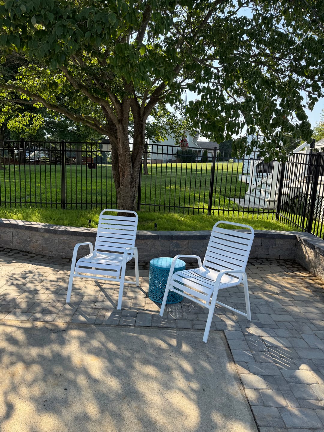 Customer photo review of Pool Side Dining Chair - Vinyl Strap With Comfort Arm