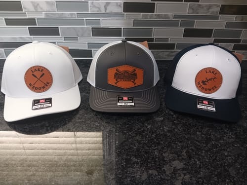 Customer photo review of Richardson 112 Genuine Leather Patch Hats Laser Engraved