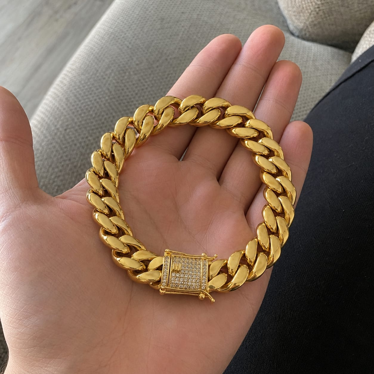 Customer photo review of 6mm - 16mm Diamond Clasp Cuban Link Bracelet