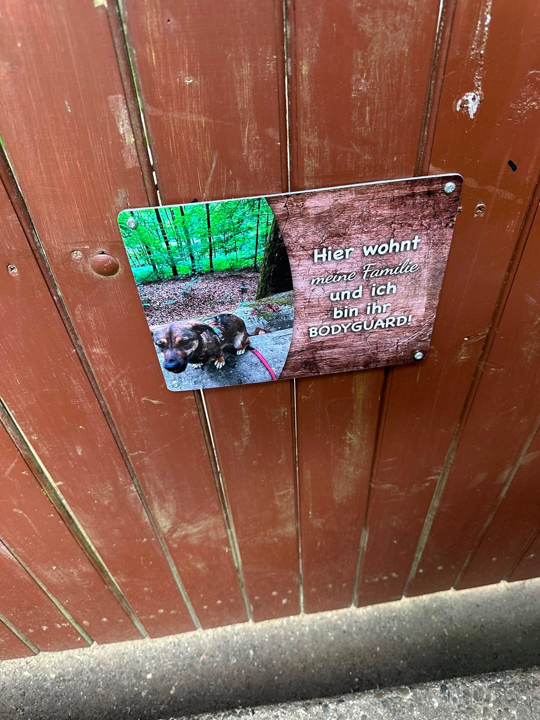Customer photo review of Hunde-Türschild personalisiert mit Foto & Text (UV- und wetterfest)