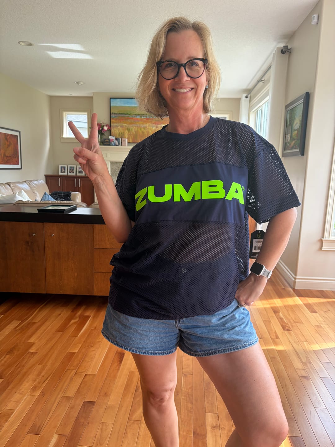 Customer photo review of Jean Jamz Boxy Mesh Top