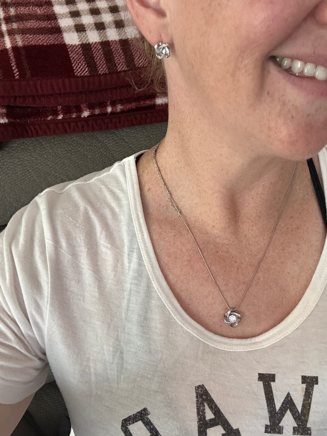Customer photo review of Celtic Knot™ Earrings — 18K White Gold | Diamond