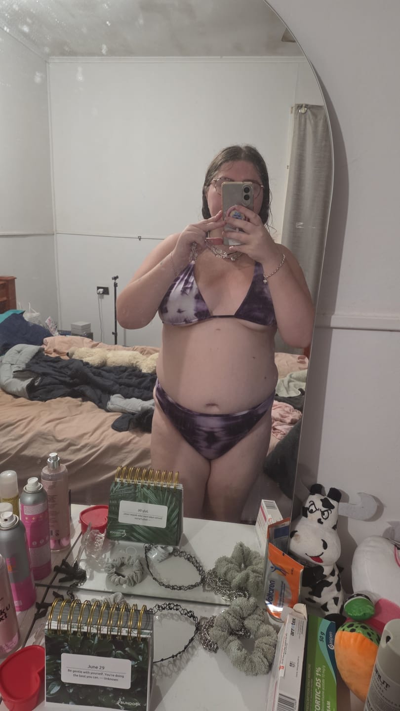 Customer photo review of Purple Tie Dye High Waisted Bikini