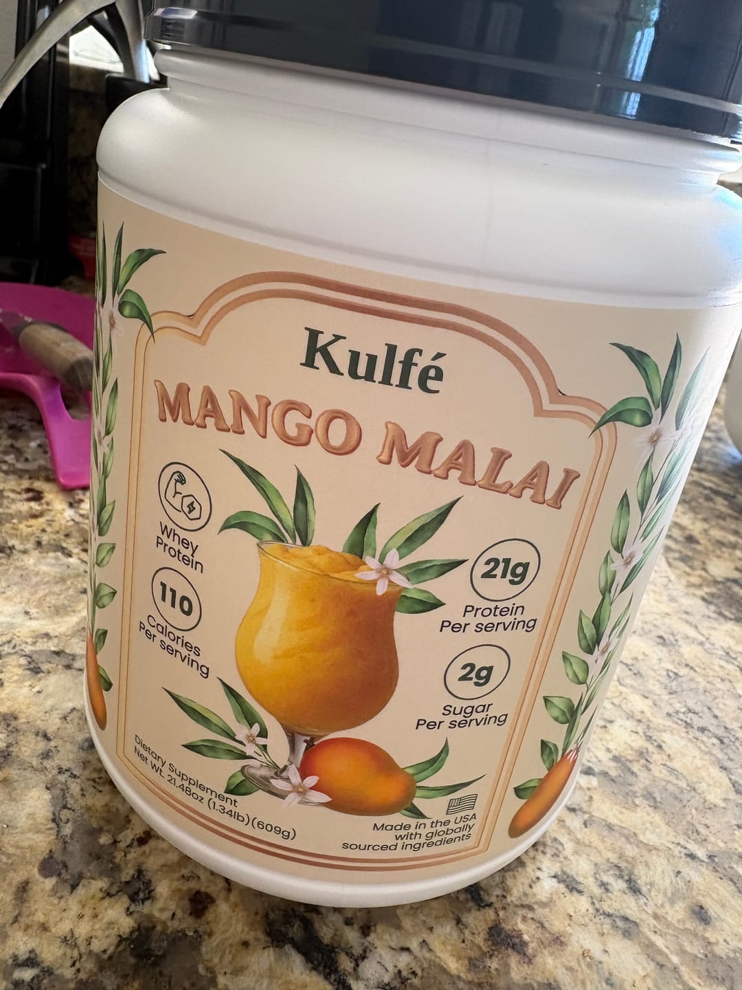 Customer photo review of Mango Malai Whey Protein Powder