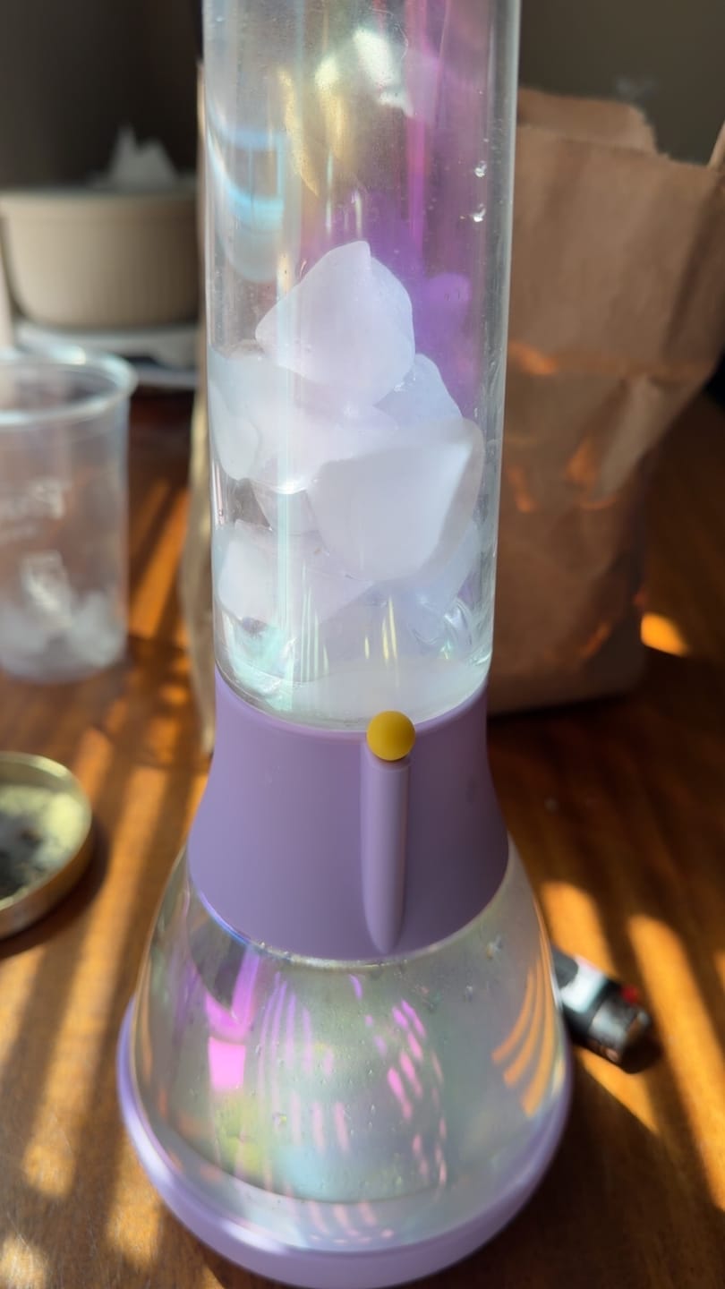 Customer photo review of Lavender Ice Catcher Iridescent Bong