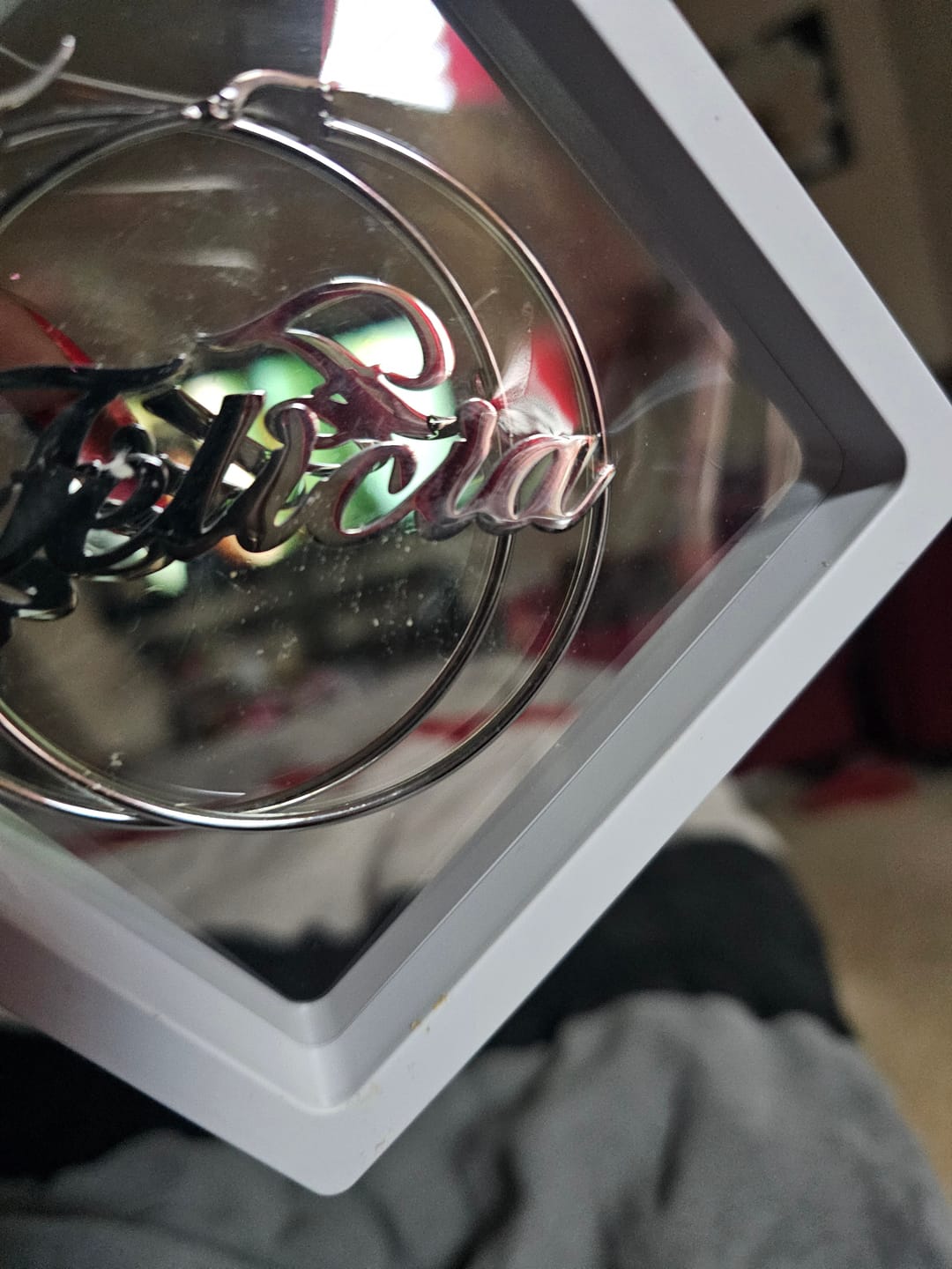 Customer photo review of Classic Name Hoop Earrings
