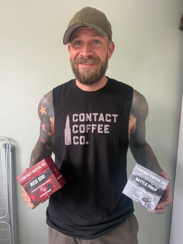 Customer photo review of Contact Coffee Camo T-Shirt, Military Green
