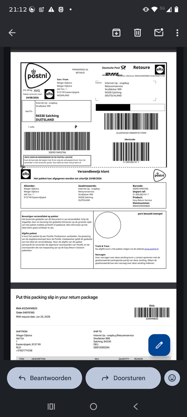 Customer photo review of Versandschutz | Prioritätsabwicklung & Versicherung bis zu 500€