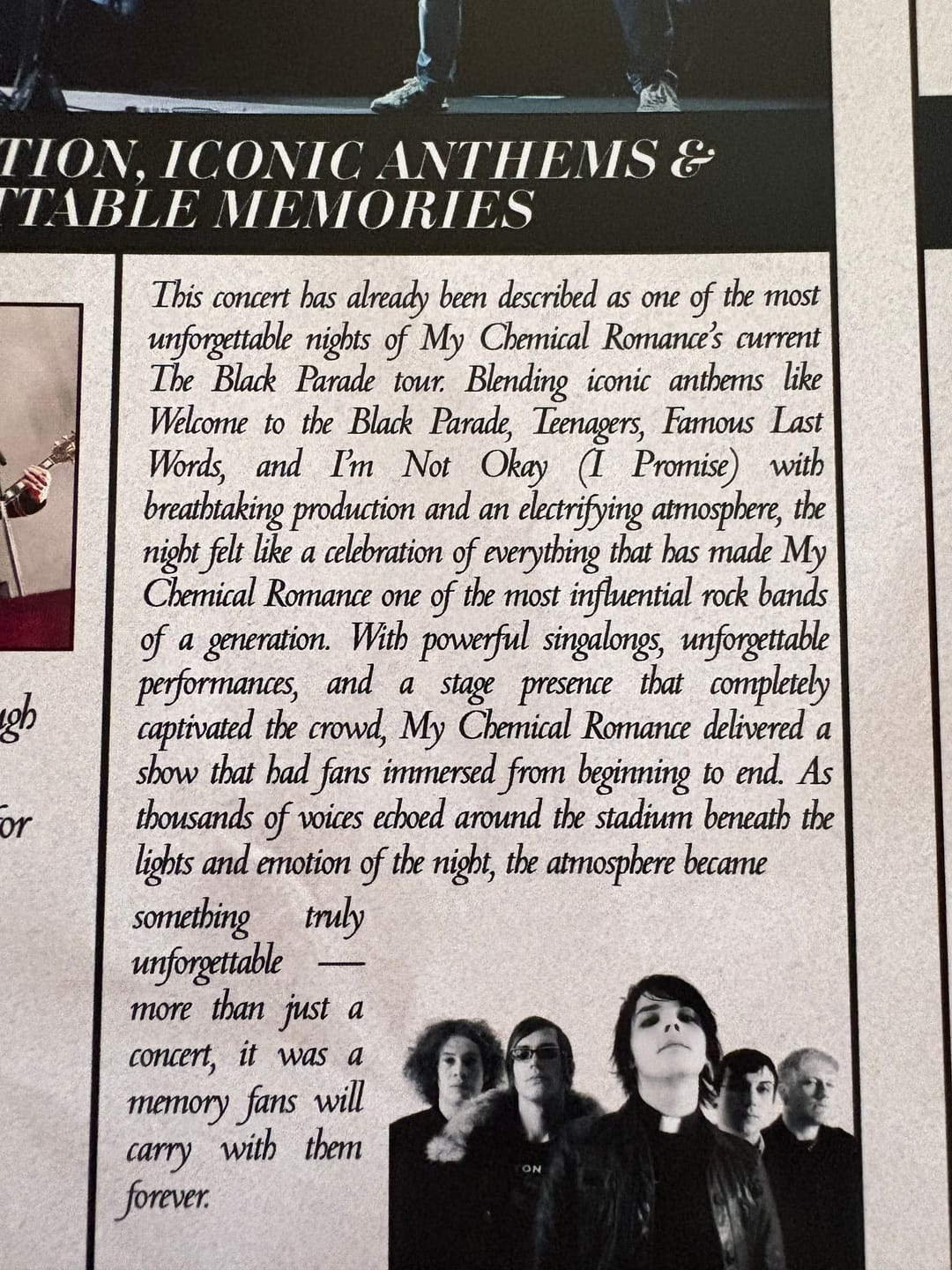 Customer photo review of My Chemical Romance - Personalised Newspaper Style Concert Poster