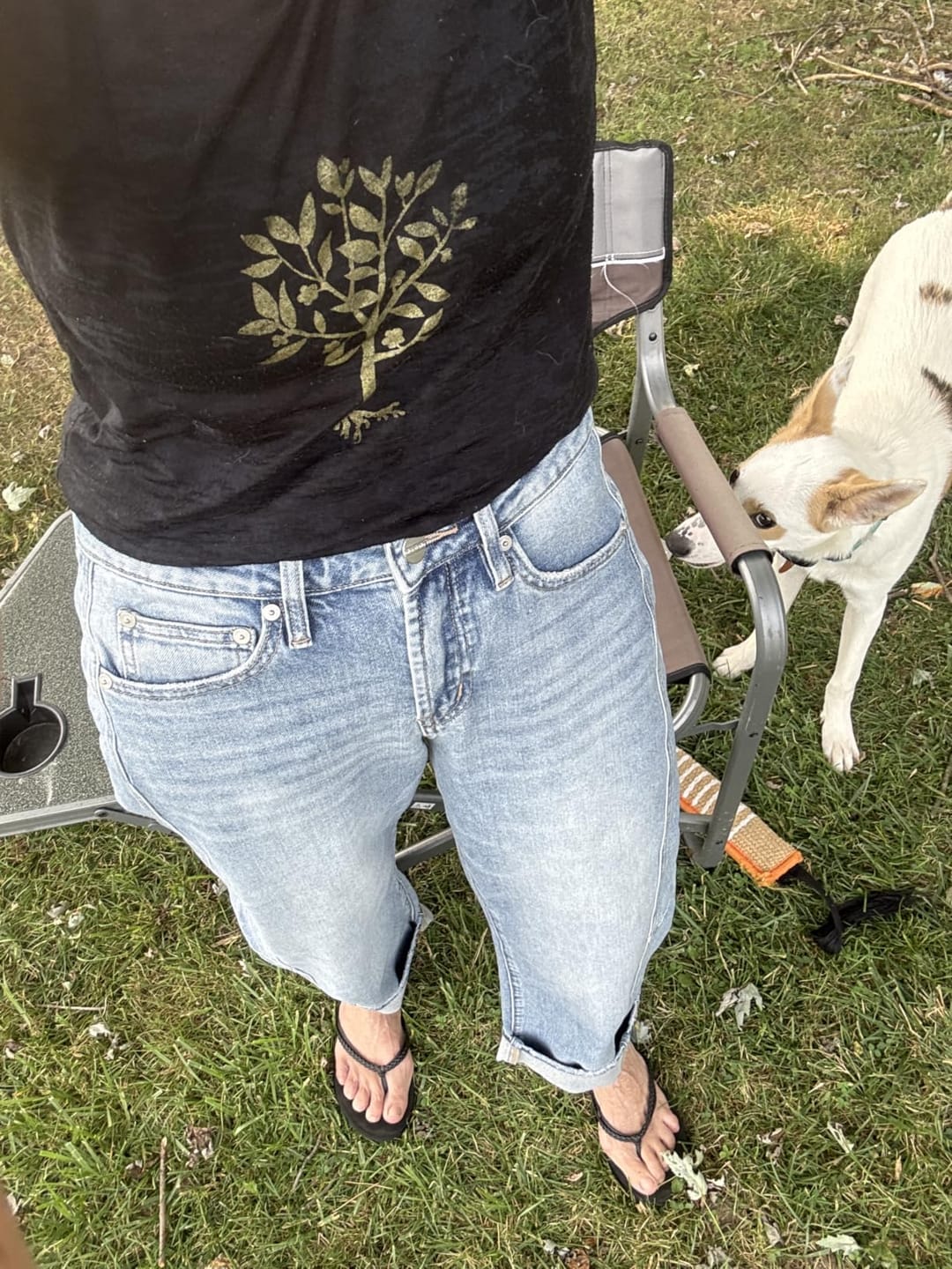 Customer photo review of Mica Denim - High Rise Barrel-Leg Cuffed Hem Jeans (26"-29.5" Inseam) - MDP-W3525LT