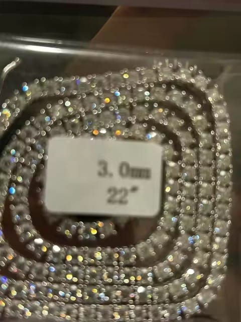 Customer photo review of 2mm 3mm 4mm 5mm 6.5mm Moissanite Tennis Necklace, 925 Silver Gold-Plated