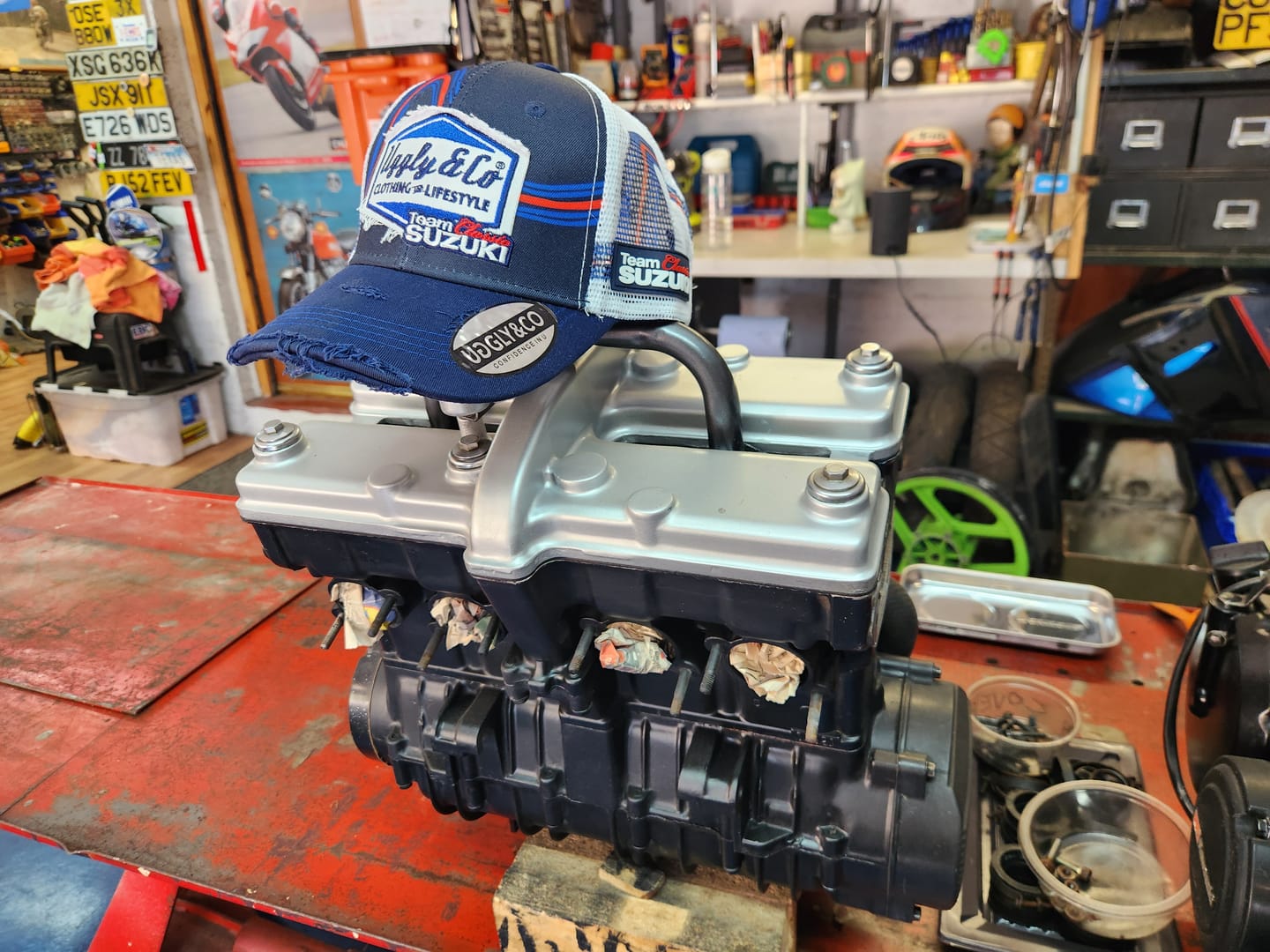 Customer photo review of Team Classic Suzuki x Diamond Trucker Hat