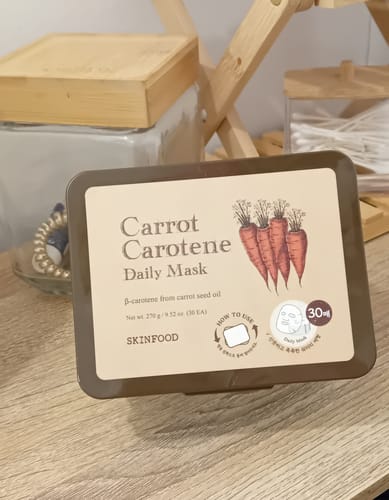 Customer photo review of Skinfood - Masque hydratant et apaisant, carotte et carotène - 30 masques