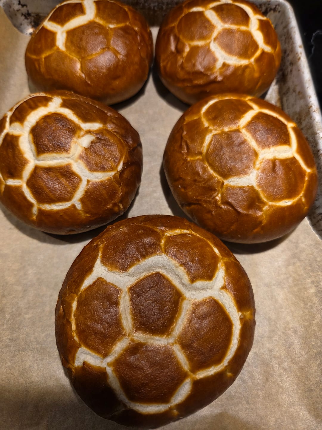 Customer photo review of Pretzel Sandwich Rolls (5 pack)