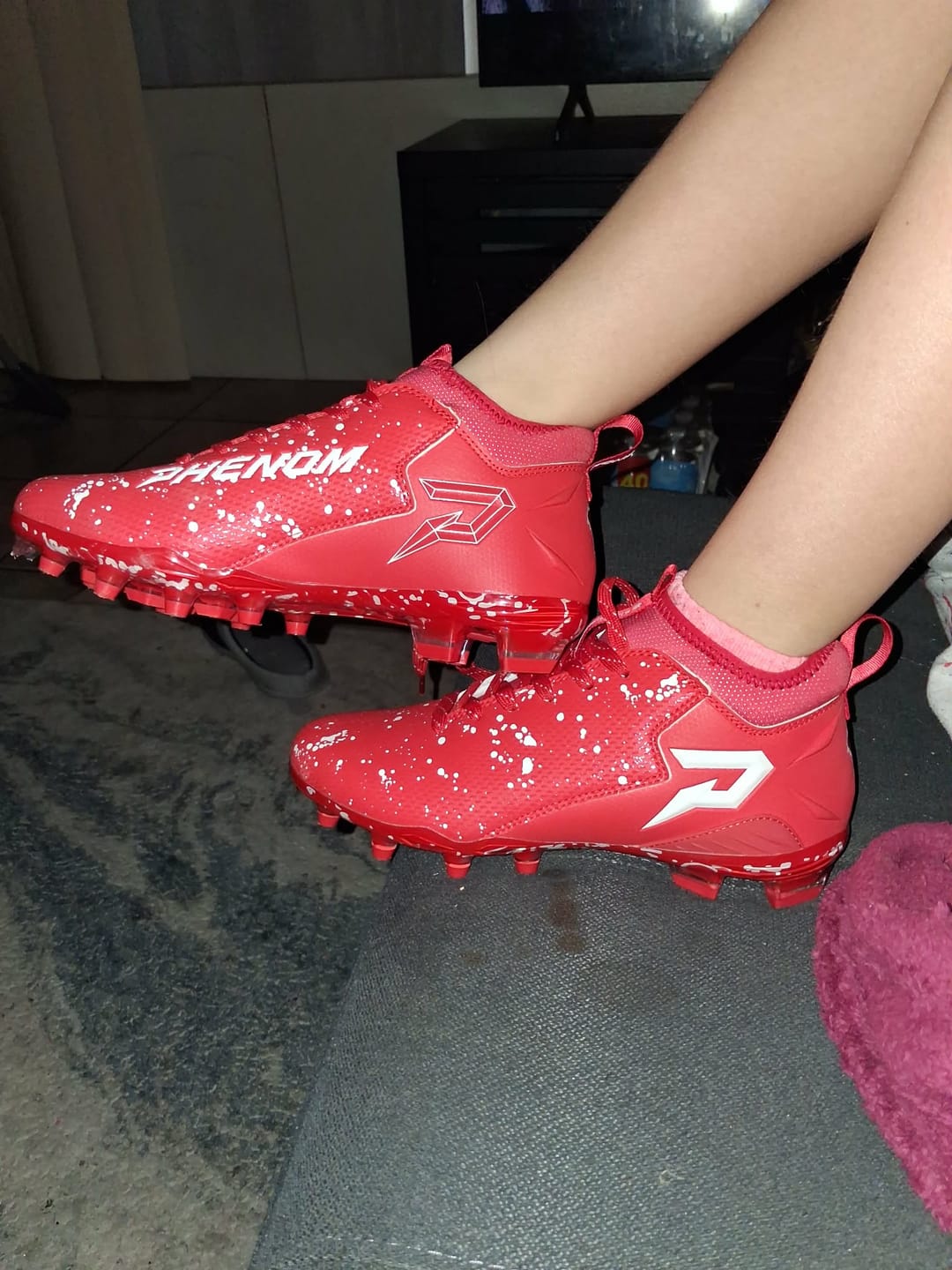 Customer photo review of Kool-Aid 'Cherry' Football Cleats - Quantum Speed by Phenom Elite