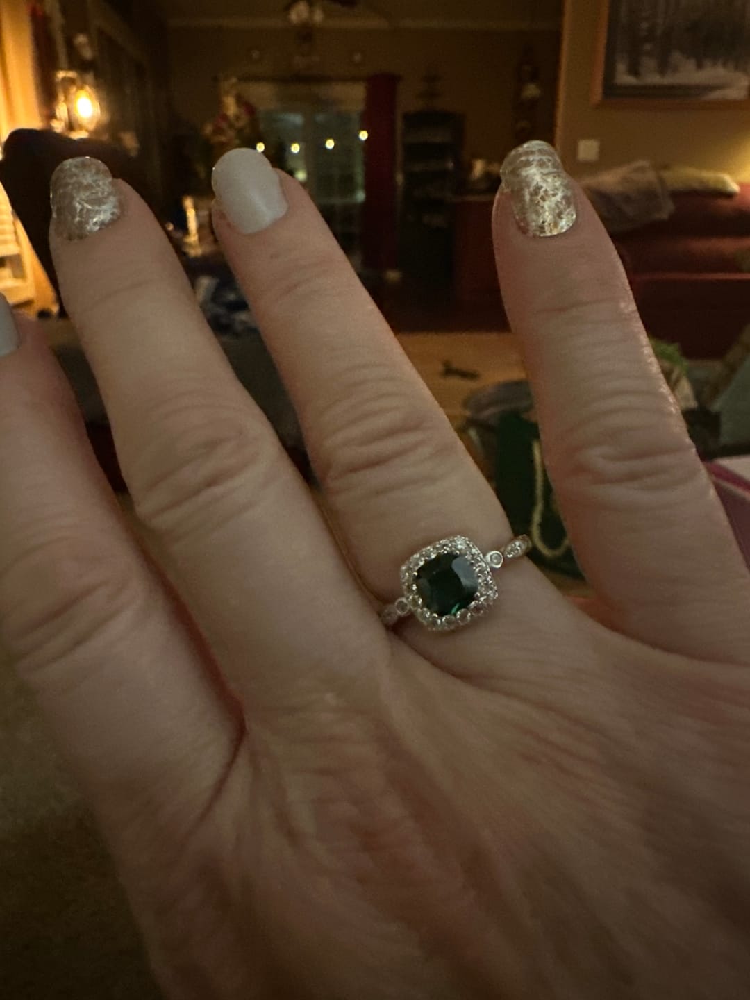 Customer photo review of Enchanted Emerald™ Ring — 18K White Gold | Diamond Accent