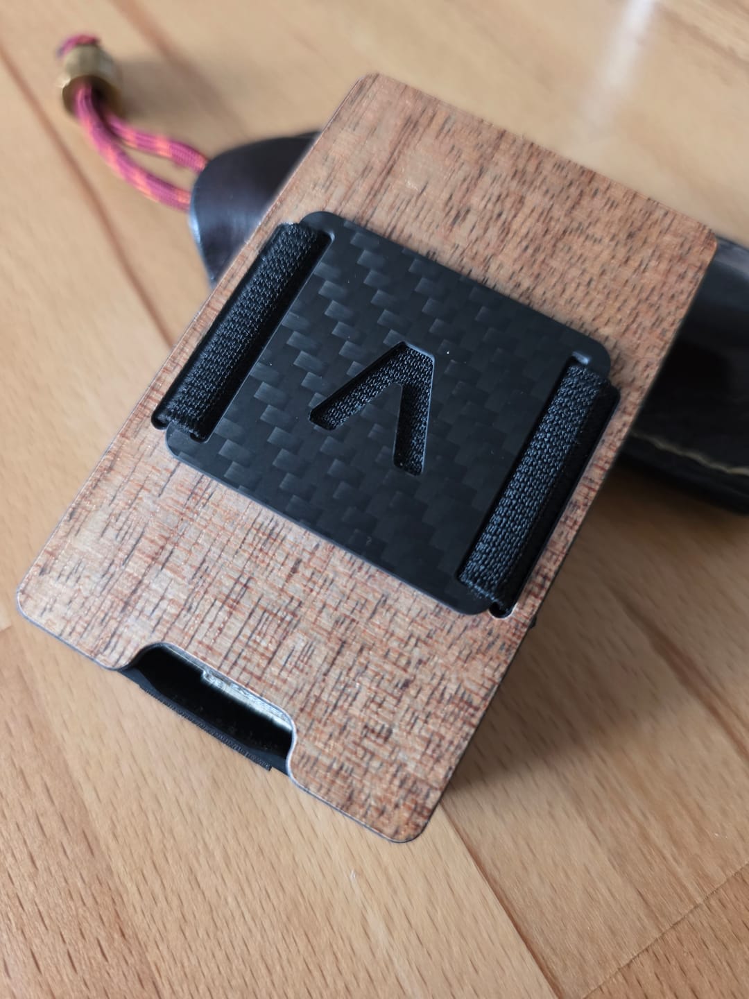 Customer photo review of Wood Carbon Fiber Slim Wallet
