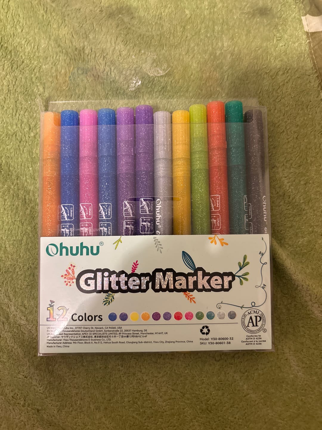 Customer photo review of Ohuhu Water-Based Glitter Metallic Marker Pens, 12 Shimmer Colors