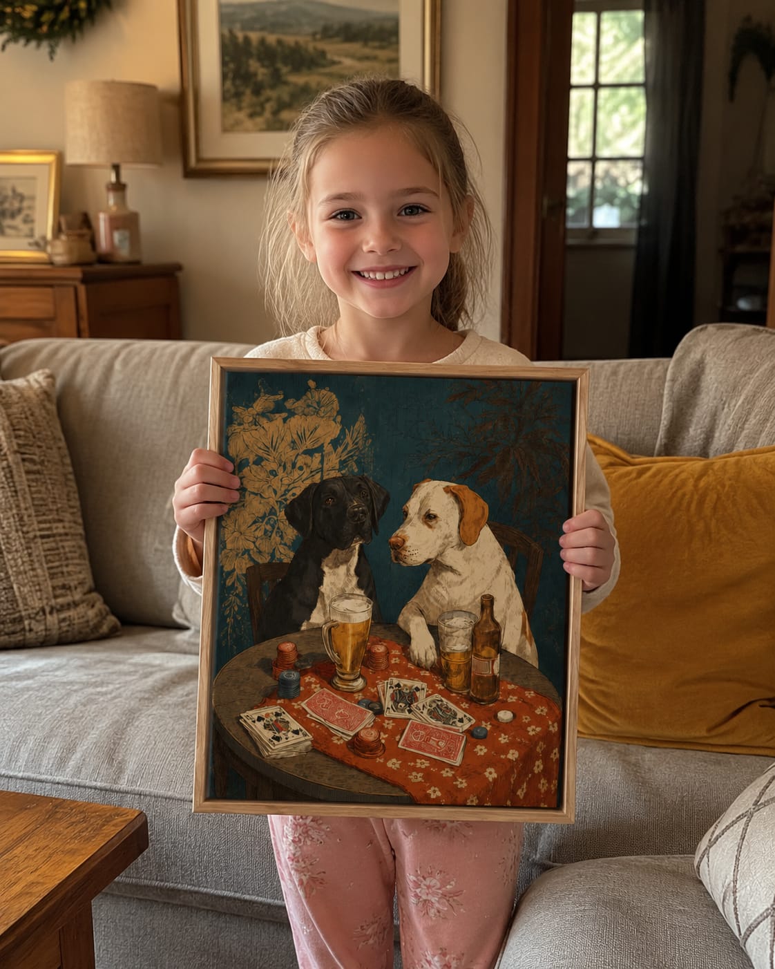 Customer photo review of Dogs Playing Poker Canvas Wall Art