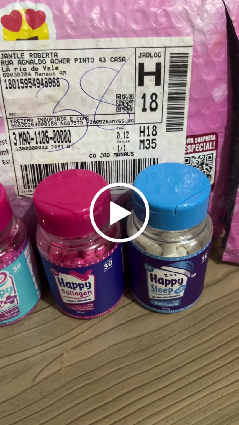 Customer video review of Happy Hair 2 Potes + 1 Melatonina Grátis + 1 Colágeno Grátis