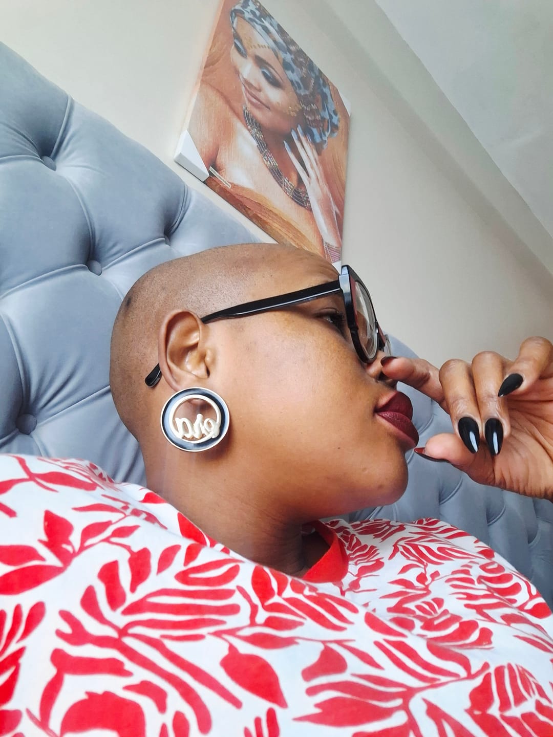 Customer photo review of Gold Diva Earrings
