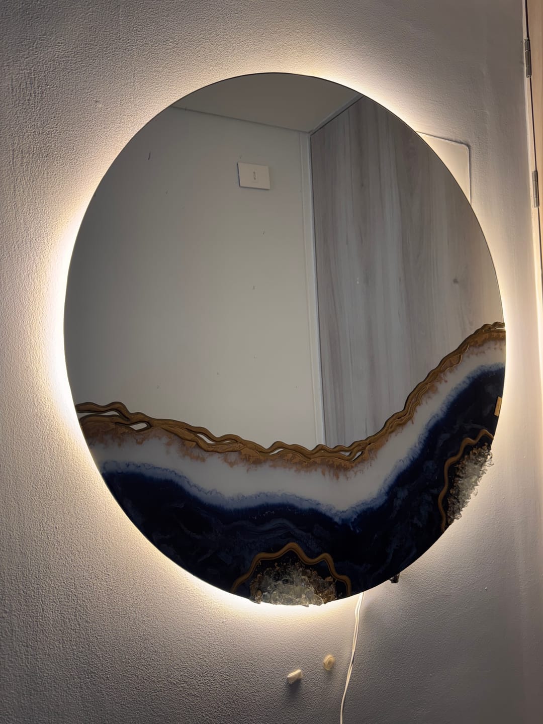 Customer photo review of Espejo redondo Mediterraneo Piedras