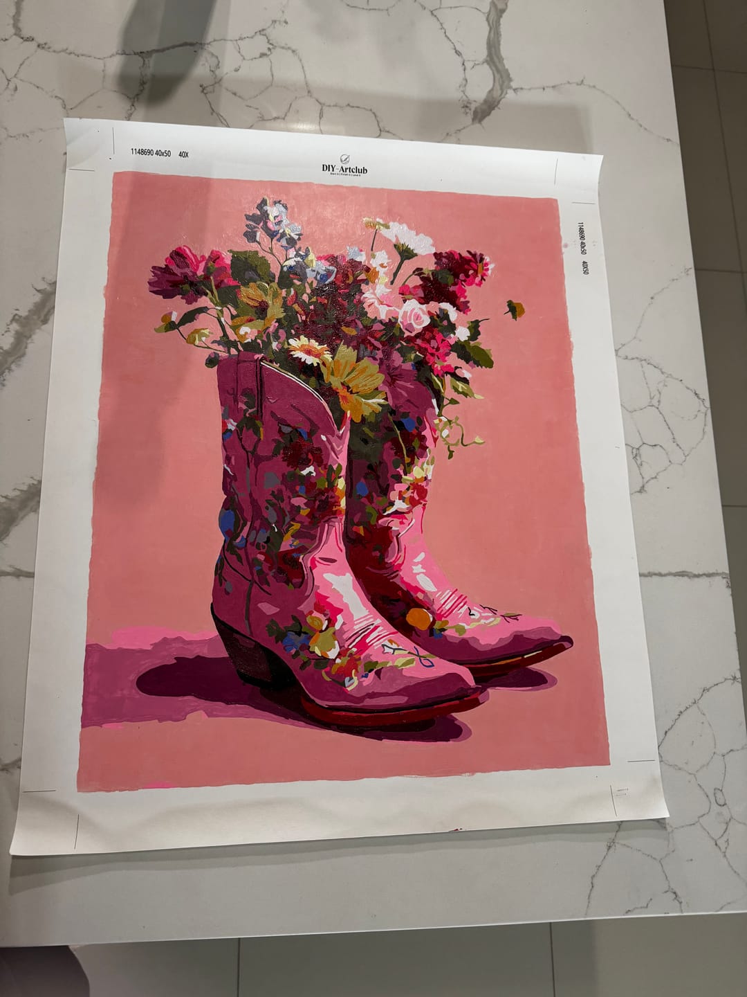 Customer photo review of Cowboy Floral boots | Paint by Number