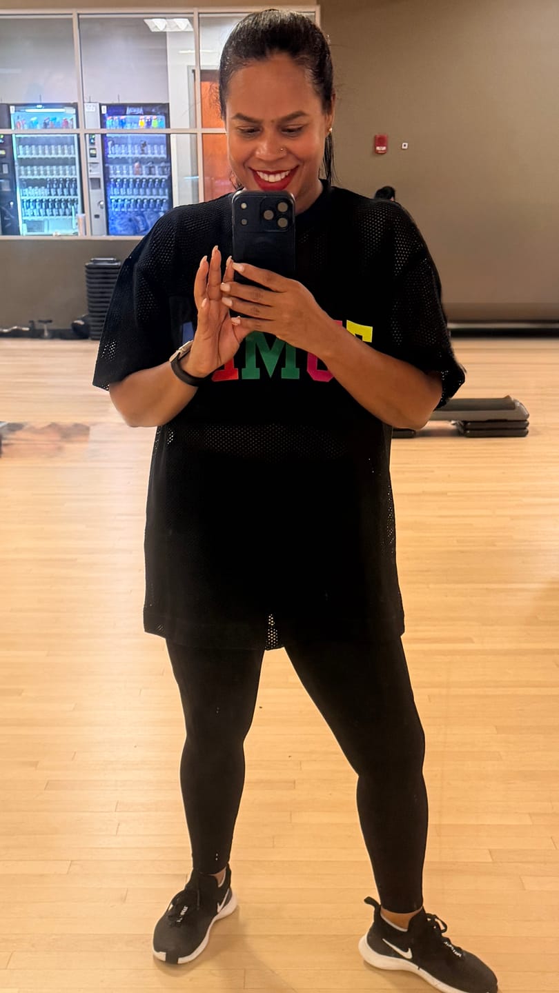 Customer photo review of Zumba Worldwide Boxy Mesh Top