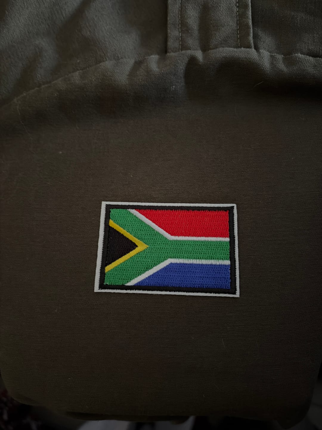 Customer photo review of Motif Iron On Badge - SA FLAG Medium (60x40mm)